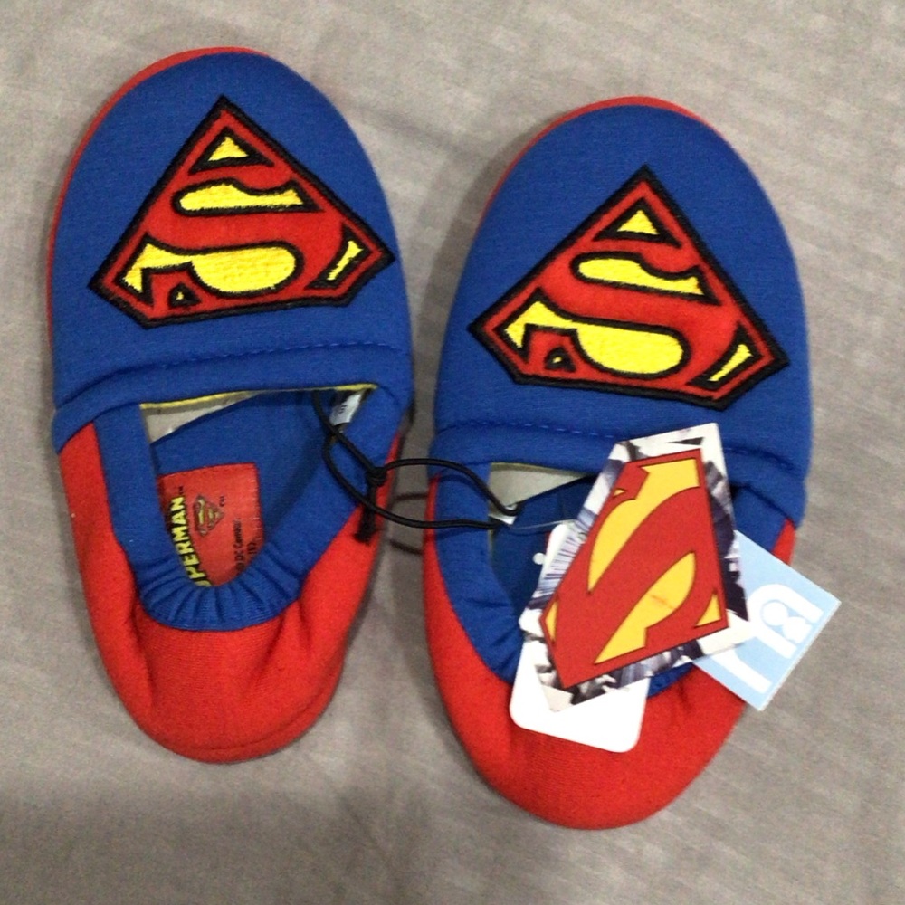 Mothercare Superman kids house shoes in Blue and Red. Size UK10/Eur 28